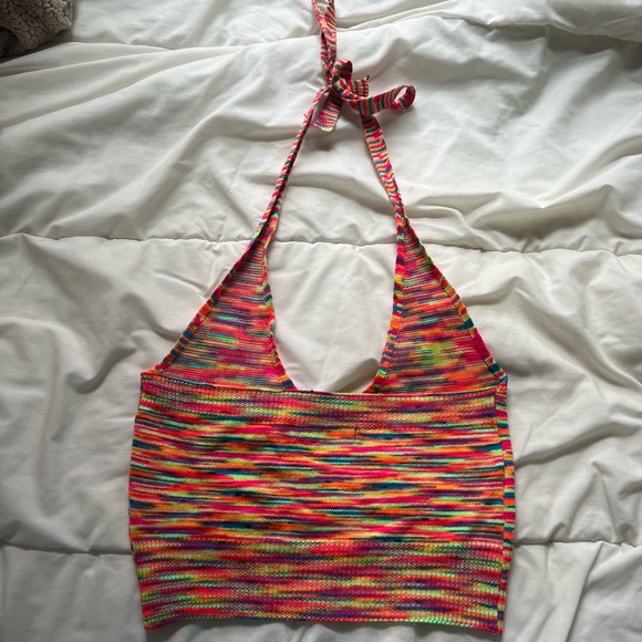 SHEIN Colorful Tie Backless Halter Top - Picture 3 of 4